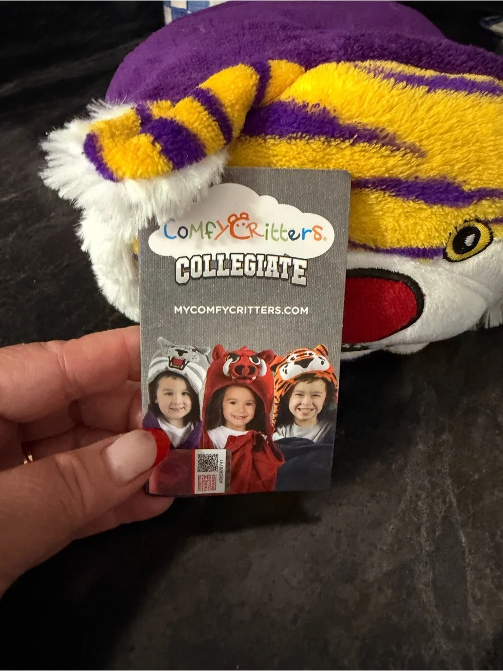 LSU Plush Tiger Face Soft Toy - Yellow & Purple